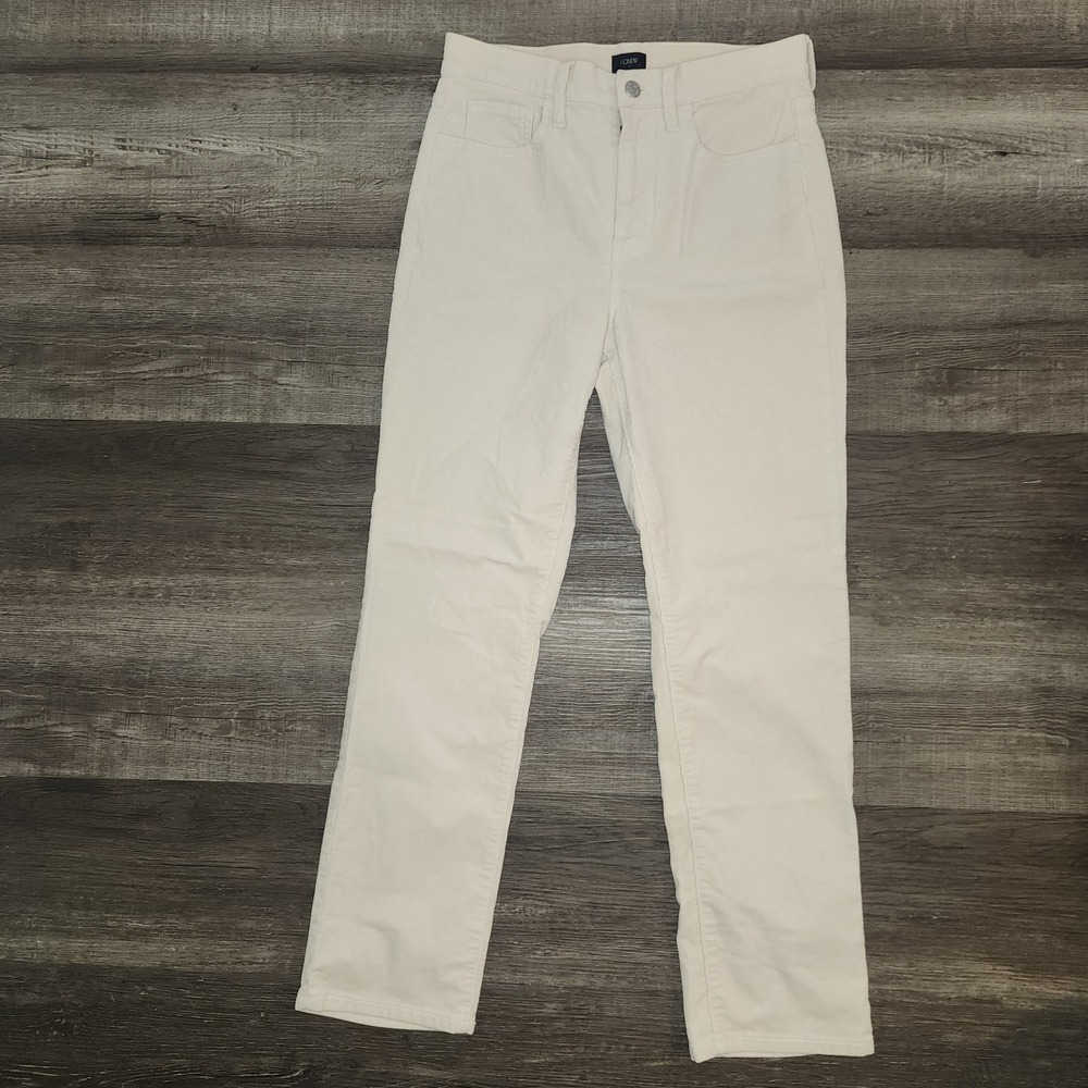 J.Crew Womens Ivory Cream High Rise Corduroy Pants Size 27 Straight Leg